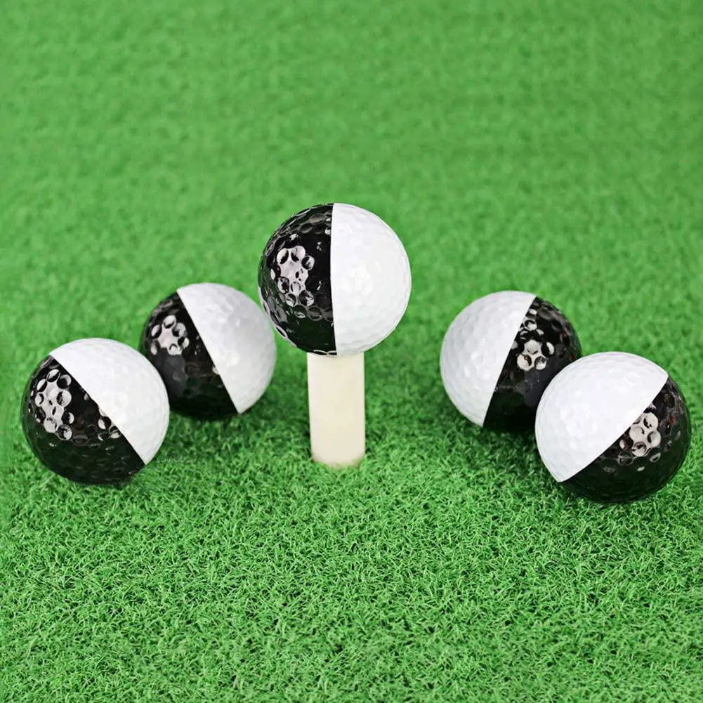 

Golf Ball Two Colors Black White Putter Aiming Line Double Layer Golf Practice Ball Training Accessory