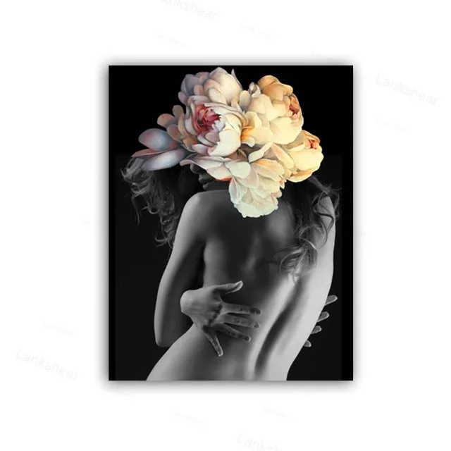 Плакаты в скандинавском стиле декоративные настенные цветы перья обнаженные