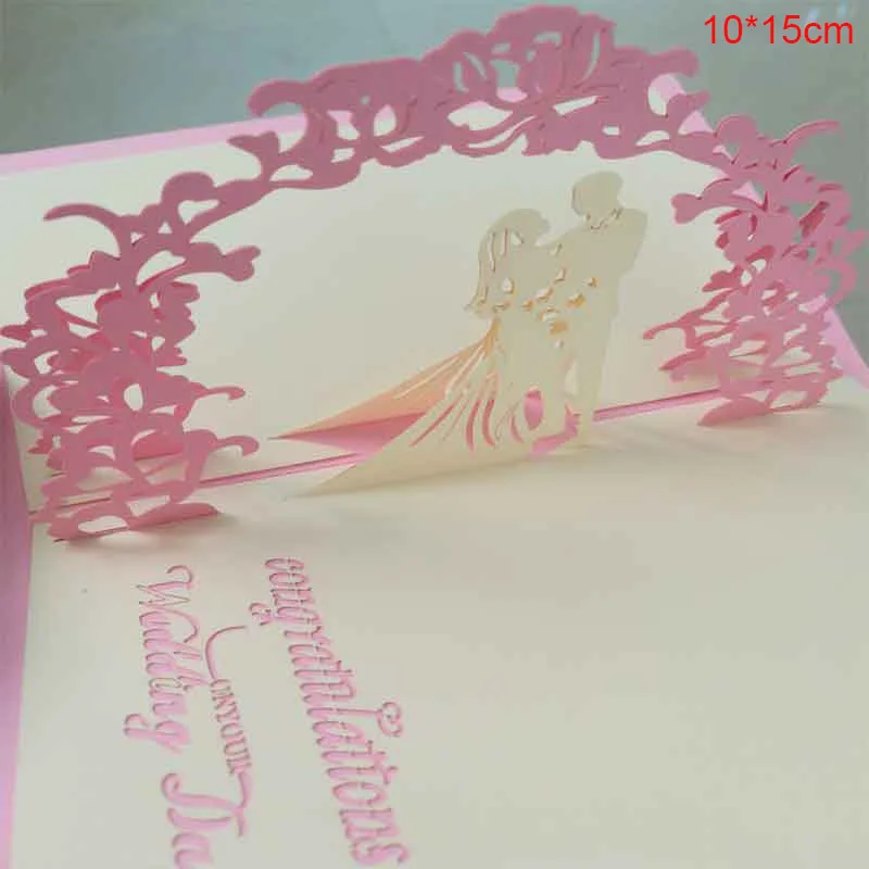 Sweet wedding pink 3D открытка-раскладушка подарок на день Святого Валентина открытка наклейки на конверте свадебные приглашения Поздравительные открытки юбилей для нее - Цвет: Sweet wedding pink