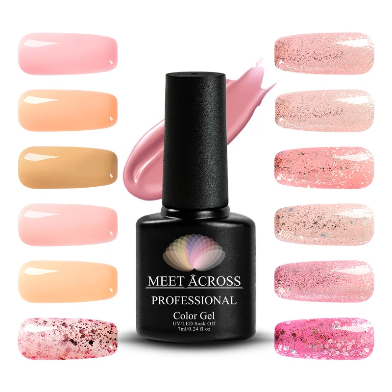 Цветной УФ-гель с голографическим блеском и блестками 7 мл Полупостоянный лак для