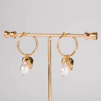 fashion exaggerated hot selling products dangle earrings baroque pearl earrings leaf pearl earrings round hoop earrings jewelry