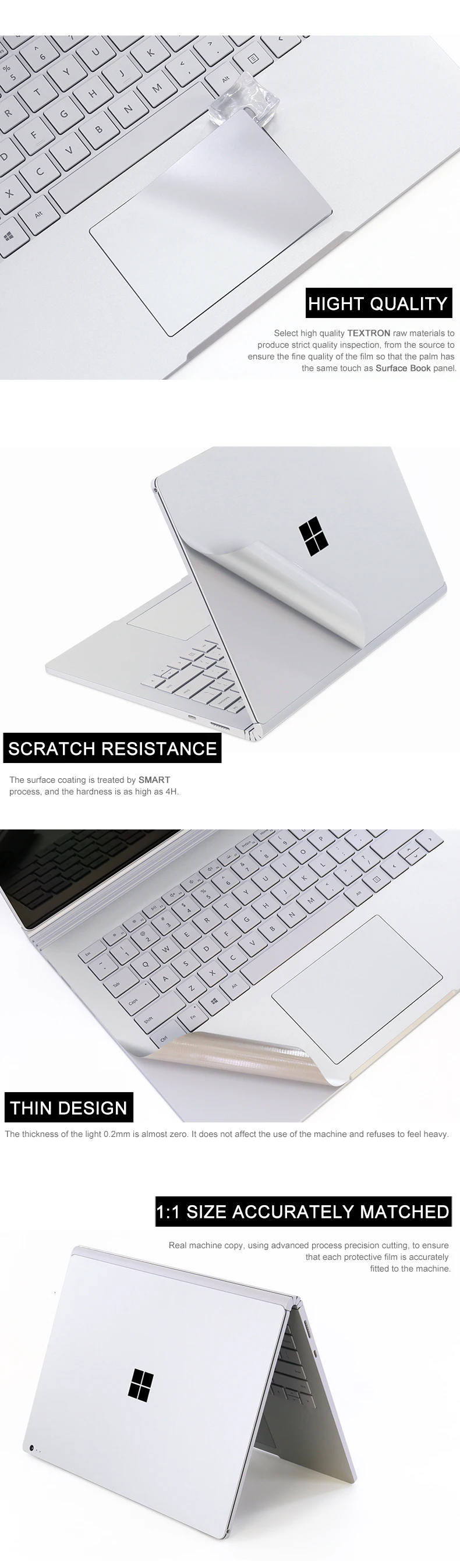 Защитная наклейка для ноутбука для microsoft Surface book 2 15 дюймов стикер на фюзеляж 13,5 дюймов Surface book 2 Shell комплект пленок