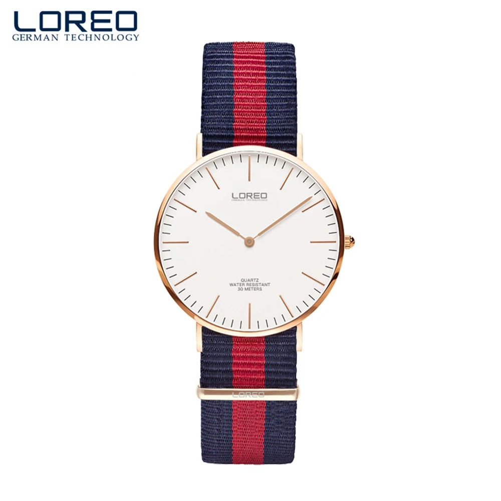 

LOREO Fashion Military Nylon Belt Watch Canvas Wristband Simple Casual Quartz Wristwatches Ultra Thin Dial Sapphir Glass Clock