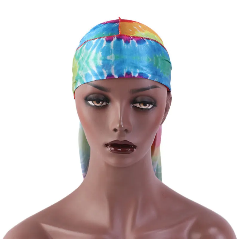 Длинные окрашенные на завязках толстые шелковые банданы Durag с цветочным принтом