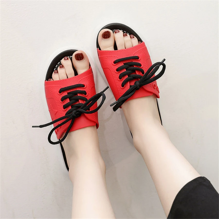 

2020 Women Flats Shoes Summer Sandals Fashion Women Cross Tied Outdoor Slippers Flip Flops Shoes Couple Slippers Large Size