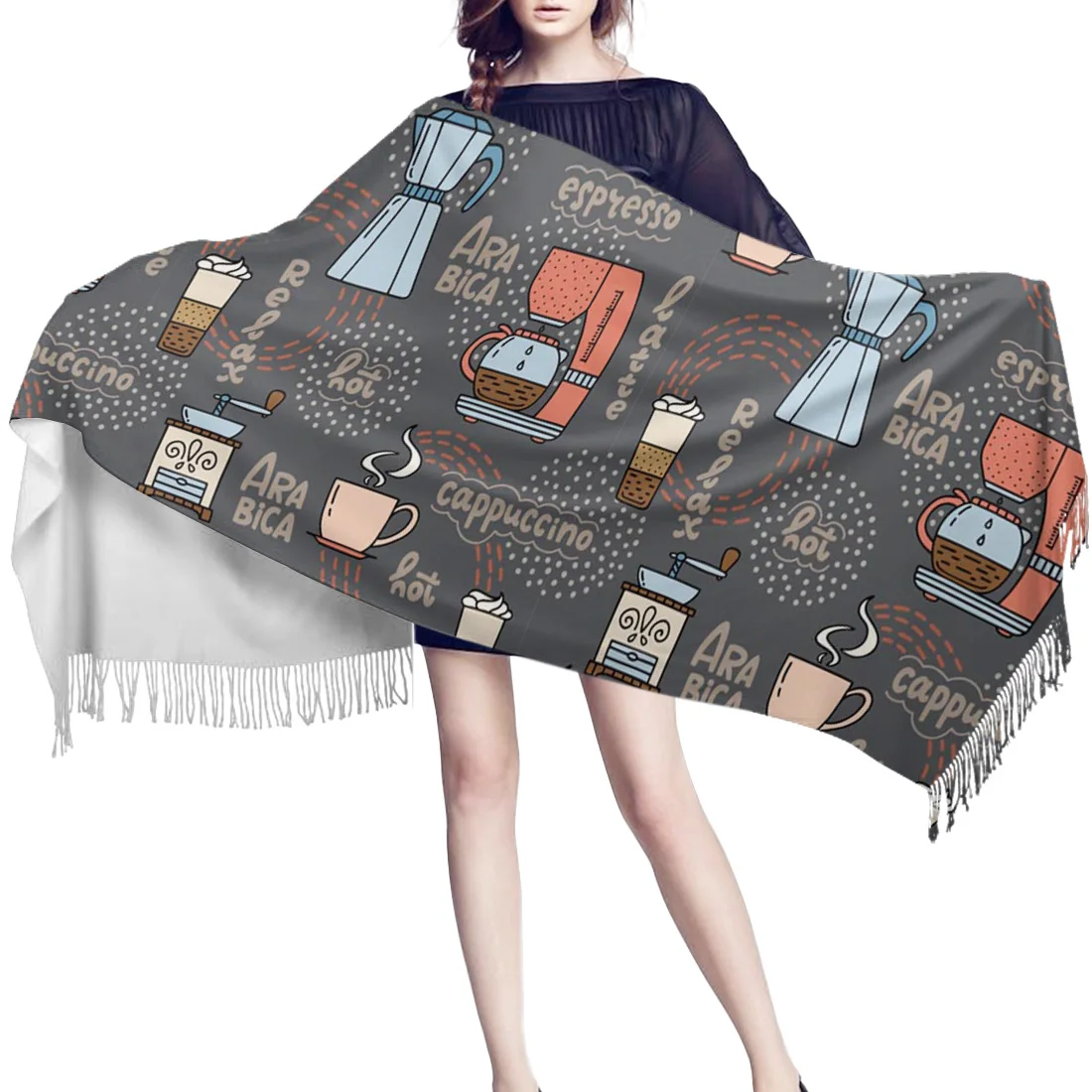 Кофейные напитки кофейная чашка шарф унисекс толстые теплые зимние шарфы