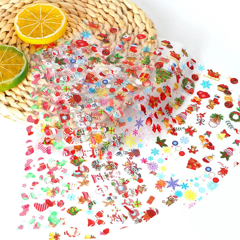 

Рождественская серия для дизайна ногтей Звездная бумажная наклейка для ногтей Лазерная Снежинка Олень мультяшная переводная бумага аксес...