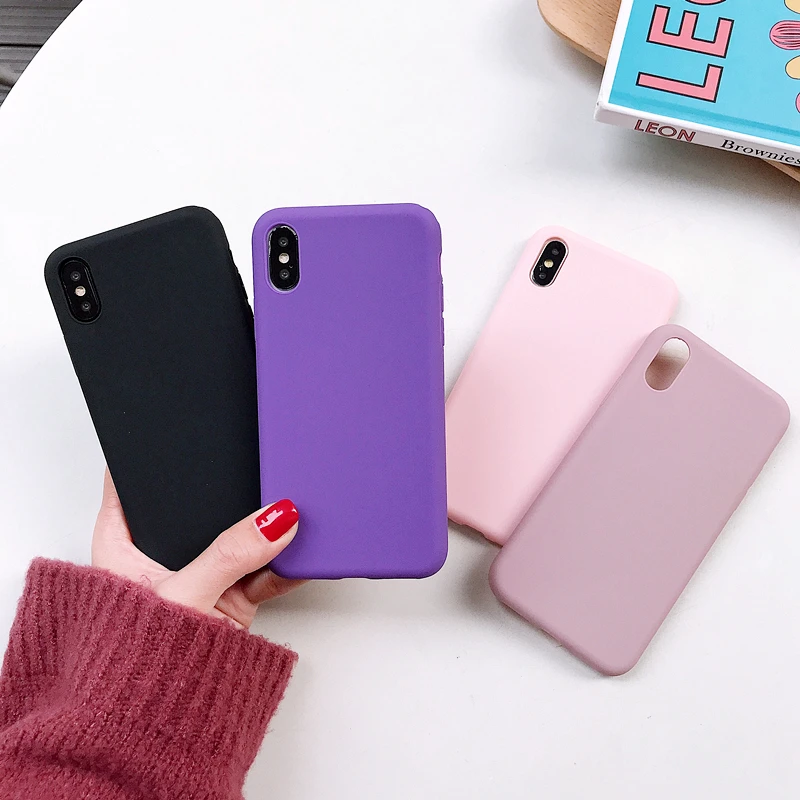 Luxury Thin Soft Color Phone Case for iPhone 8 7plus 8plus 6 6s plus Silicone Back Cover Capa X Xs 11 Pro Max XR | Мобильные