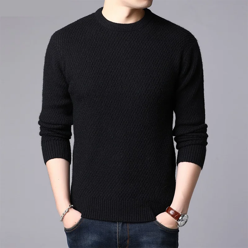 

men o-neck Long-sleeved warm sweater male autumn winter Solid color fashion Knitted sweaters 1118