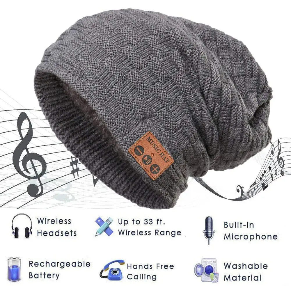 Bluetooth 4 2 музыкальная шапка наушники гарнитура для женщин и мужчин с микрофоном