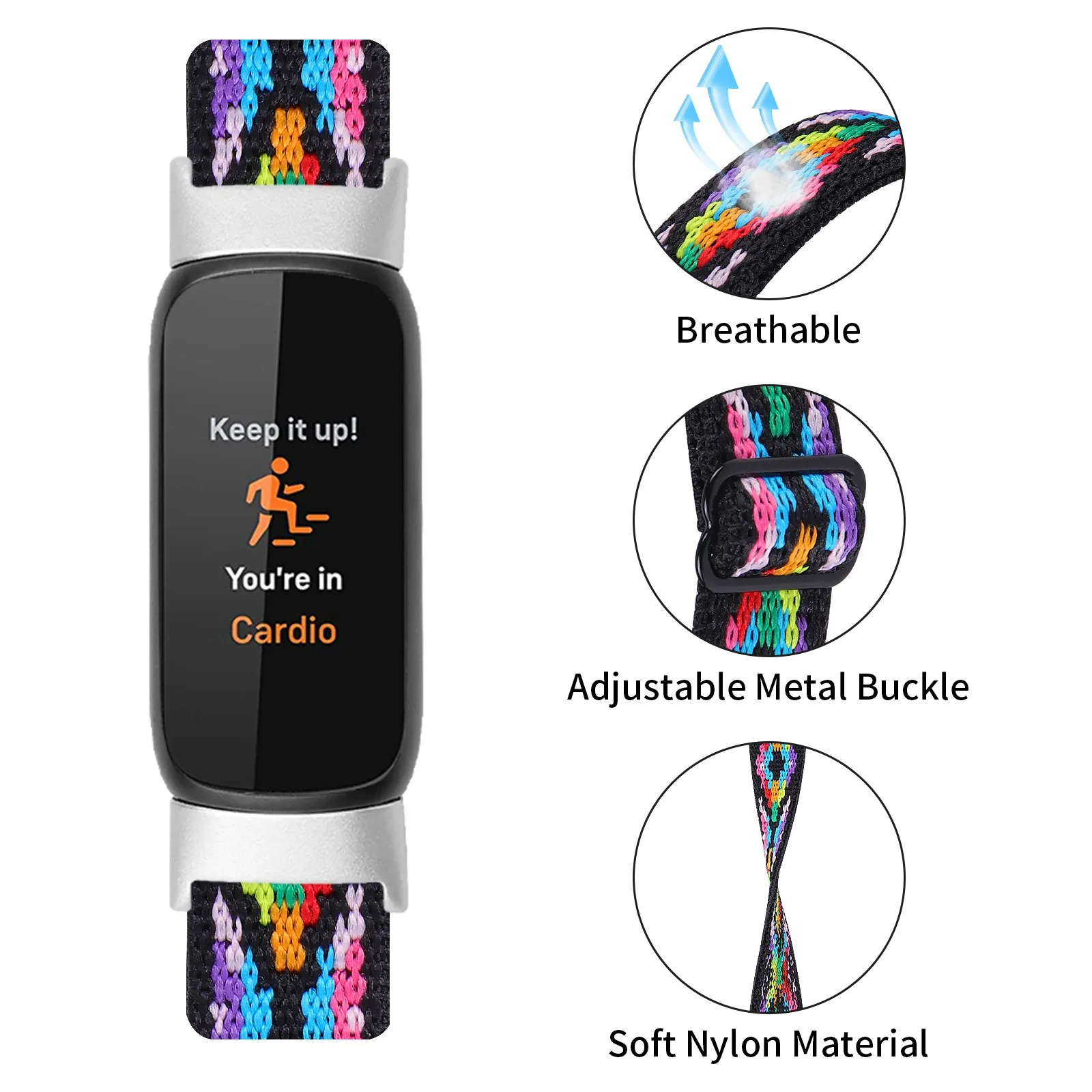 For Fitbit-Luxe Watch Adjustable Elastic Nylon Strap 5.3-8.3inch Replacement Women Men |