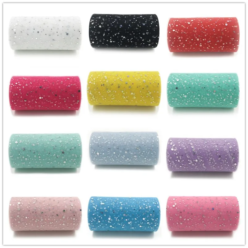 10 ярдов 15 см блеск рулон тюля с блестками свадебное украшение золотой лазер