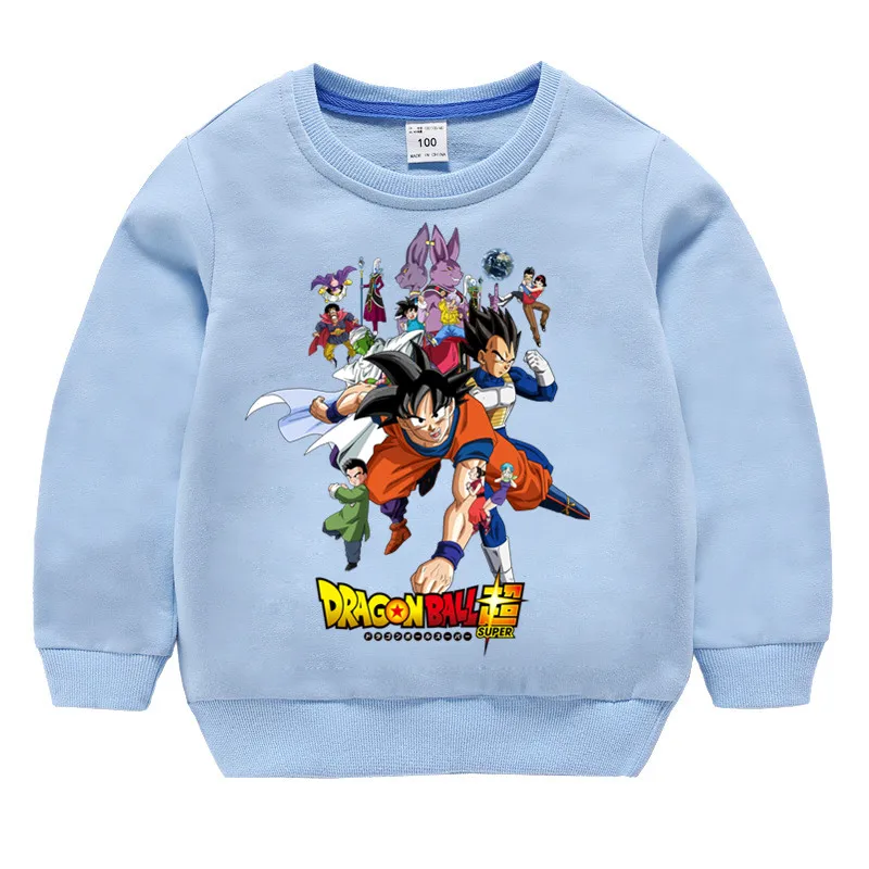 T102A-skybue Детские хлопковые толстовки с капюшоном с принтом «Dragon Ball Z super son goku», хлопковый пуловер для девочек, топы для маленьких мальчиков, осенняя одежда - Цвет: T102A-skybue