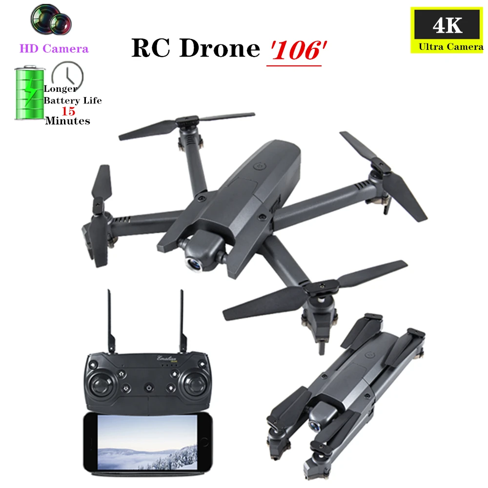 Радиоуправляемый Дрон 4K HD камера WiFi FPV Квадрокоптер режим удержания высоты