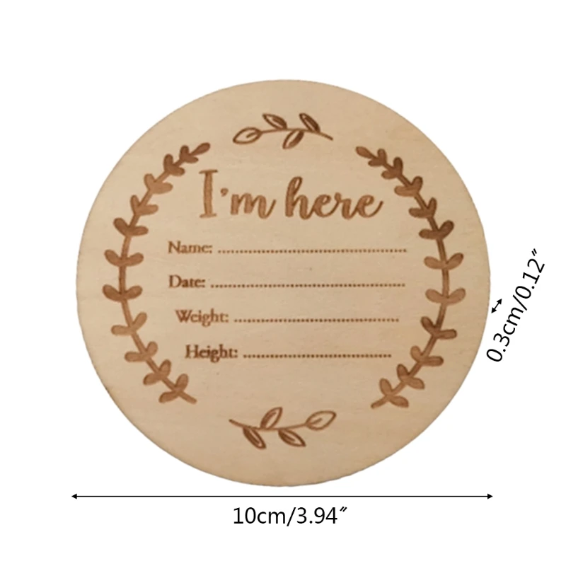 

HUYU Wooden Milestone Cards Growth Commemorative Handmade Baby Birth Monthly Recording Card Newborn Infants Shower Gifts