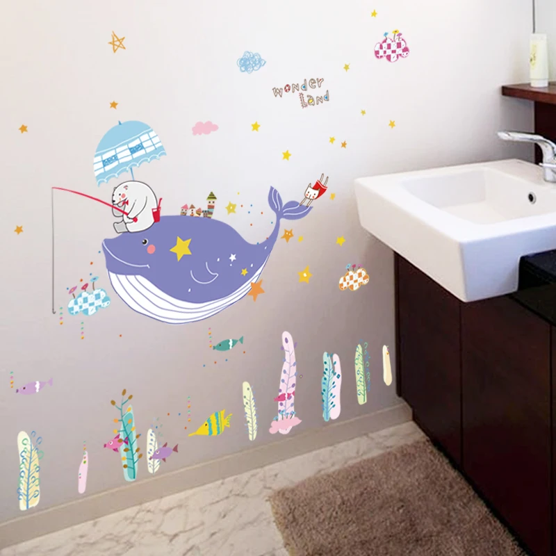Морской мир Кит наклейки на стену большой медведь декор для рыбалки красивые