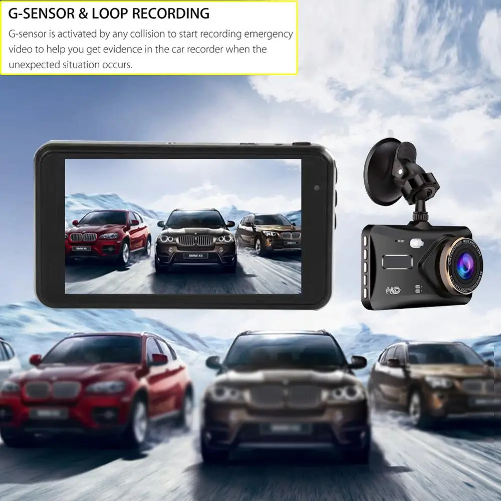 

HD 4 inch 1080P ouch Screen Dual Lens Car DVR TDashcam Camera Video Recorder