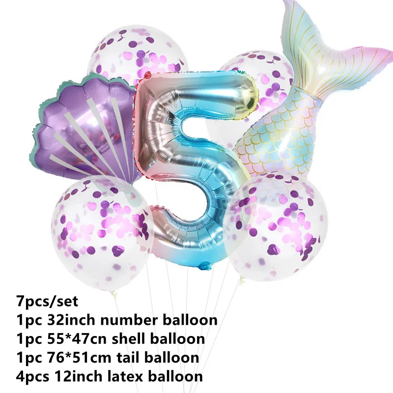 Воздушные шары в форме русалки праздничные фольгированные шарики цифр 32 дюйма