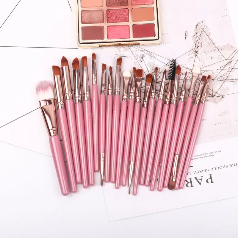 20pcs Pink Gold Dighealth 20 шт. кисти для макияжа Набор теней для век Пудра карандаш для глаз с ресницами, губами Макияж Кисти Косметический Красота ящик для инструментов, лидер продаж - Handle Color: 20pcs Pink Gold