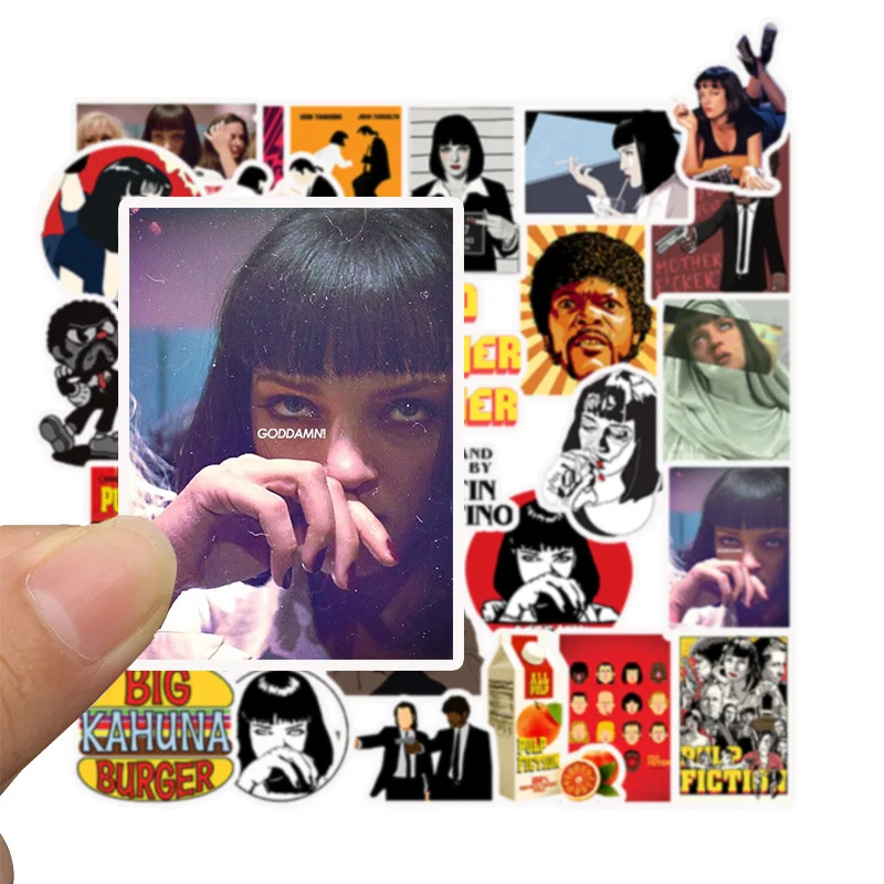 Pegatinas de pel&iacute;cula cl&aacute;sica Pulp Fiction para casco de coche, caja de regalo DIY, guitarra, cuaderno, pat&iacute;n, etc., 10/30/50 unids/paquete-4