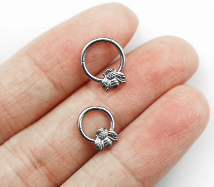 

20pcs 2021 Newest Bee Nose Septum Captive Hoop BCR Tragus Daith Labret Nipple Ring Hook Nostril Lip Tongue Piercing Body Jewelry