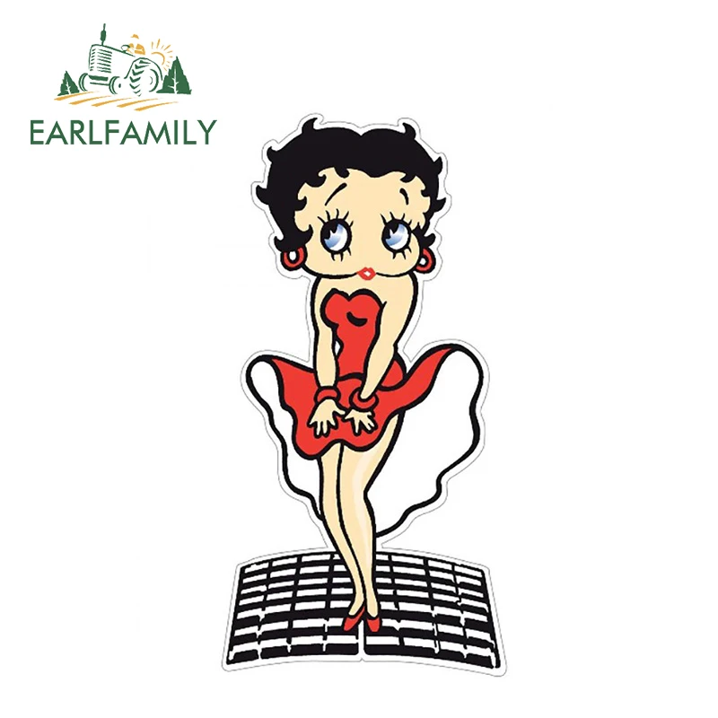 EARLFAMILY 13 см X 6 Betty Boop на решетке наклейки стайлинга автомобилей виниловые