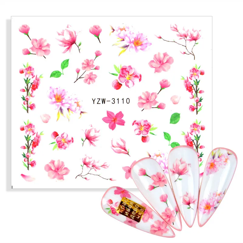 

Переводная наклейка для ногтей с розовыми цветами, 1 шт.