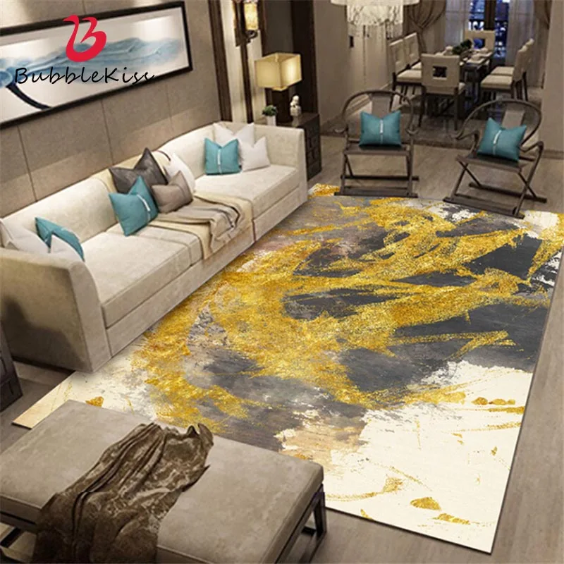 Bubble Kiss Nordic Enamel Golden Ink Abstract Pattern Carpet For The Modern Living Room Bedroom Rug Non-slip Crystal Velvet Mat | Дом и сад