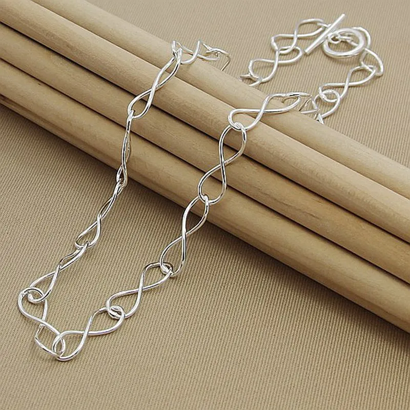 

New 2019 Silver 925 Jewelry Necklaces Simple Twisted 8 Shape Heart Chain Necklaces Trendy Jewelry Wholesale