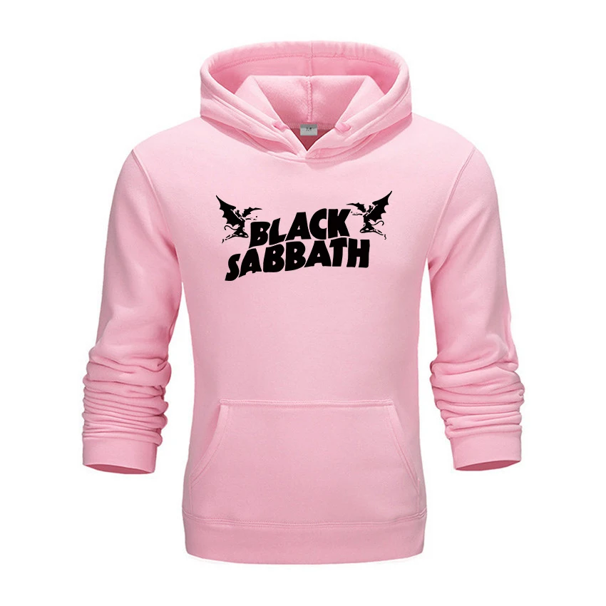 Мужская толстовка с капюшоном черная из тяжелого металла круглым вырезом