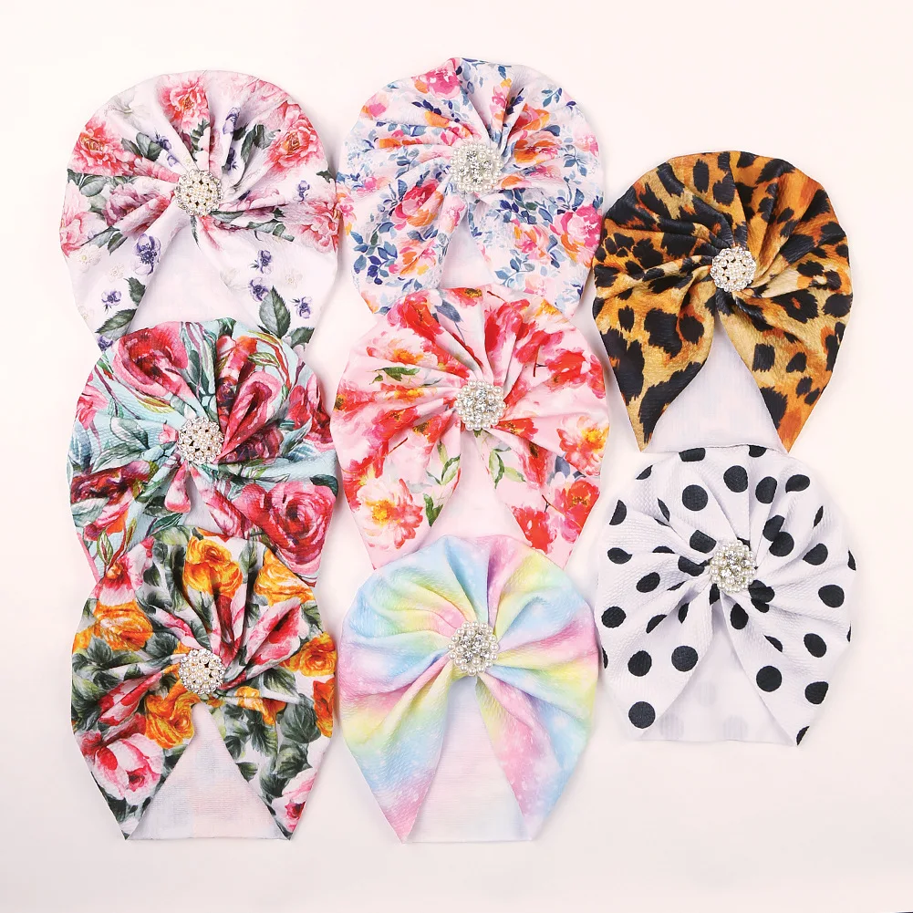 

Шапочка для малышей, летняя, удобная, стразы, с жемчугом, с бантом