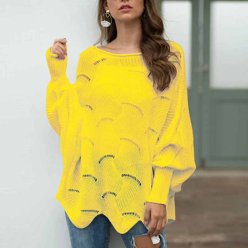 Hollow hook flower loose bat shirt | Женская одежда