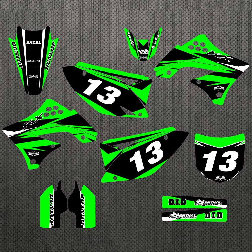 Бесплатные пользовательские цифры графические фоны наклейки для Kawasaki KX250F KXF250 2009
