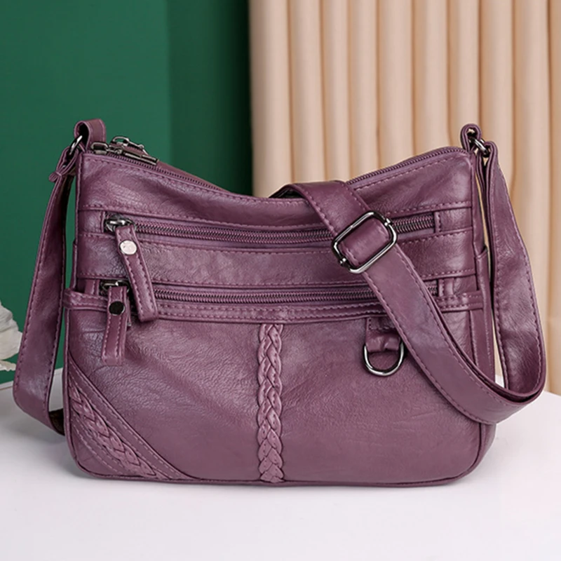 

Сумка через плечо женская, из мягкой кожи, многослойная