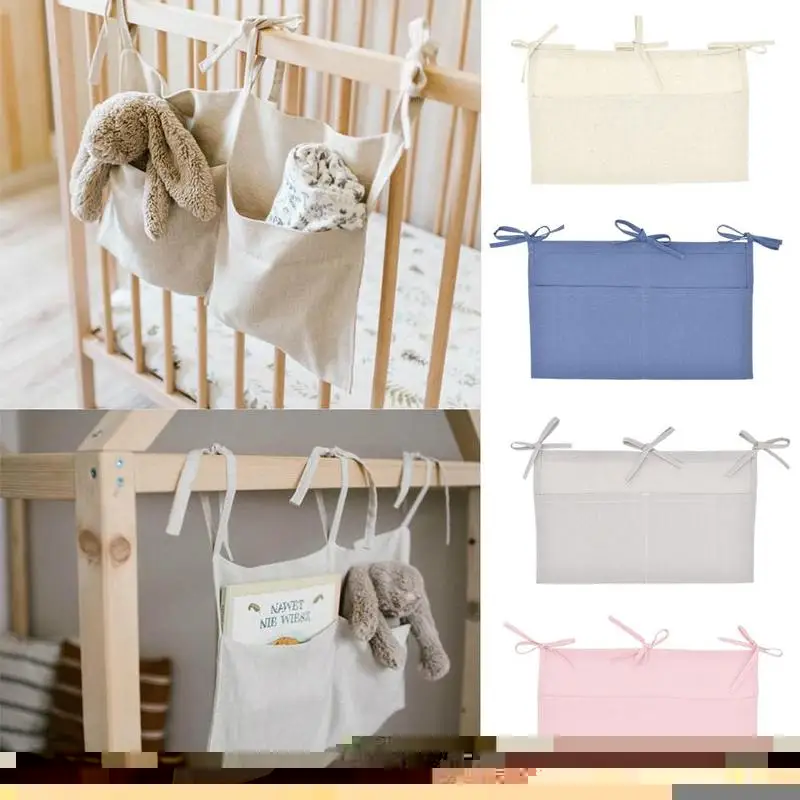 

Baby Crib Organizer Bed Hanging Storage Bag For Baby Bed Multi-Purpose Diaper Organizer Toys Hanging Essentials Tissue Baby L7C4