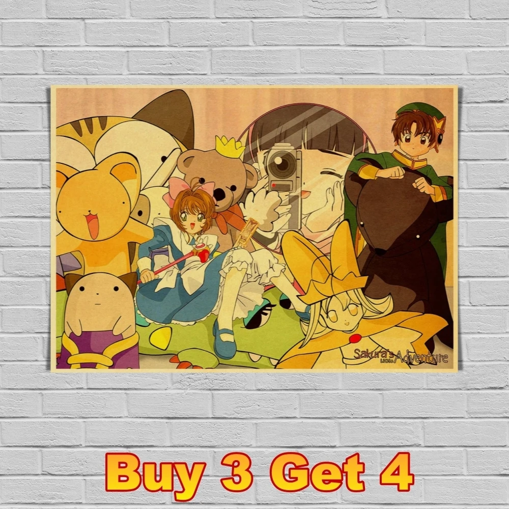 Карточный плакат аниме Retror Постер сакуры домашняя наклейка искусство живопись