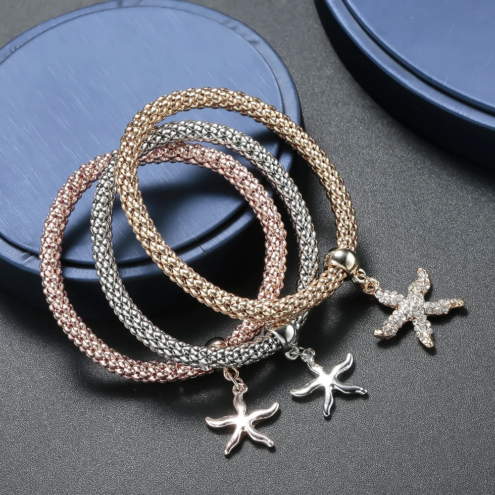 Модные Многослойные браслеты и Обручи из 3 предметов Винтажный Золотой браслет с