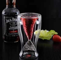 10pcs creative mermaid liquor cup double bar wine beer cocktail glass lead free fish tail cup for bar disco party decorations