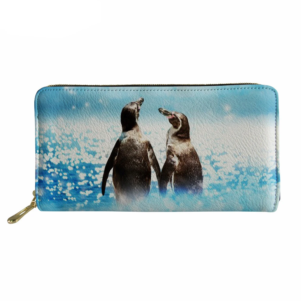 

Penguin Printing Womens Purses and Wallets Long Card Holder Coin Purse Female Shopping Clutch Leather Money Bag