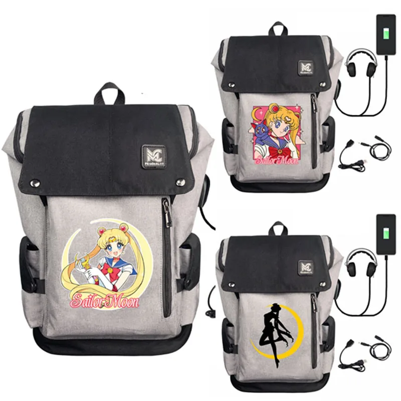 

Cartoon Anime Backpack School Bag Cute Girl Cosplay Bag with USB Charging Laptop Casual Travel Backpacks Gift
