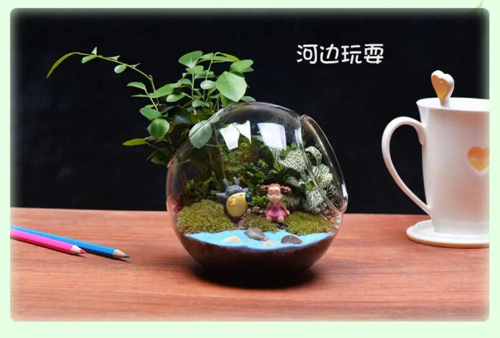 

O.RoseLif Handmade Hydroponic Glass Vase Plant Flower Cover Home Office Desktop Decoration Diplopore Microlandschaft Glass Vase