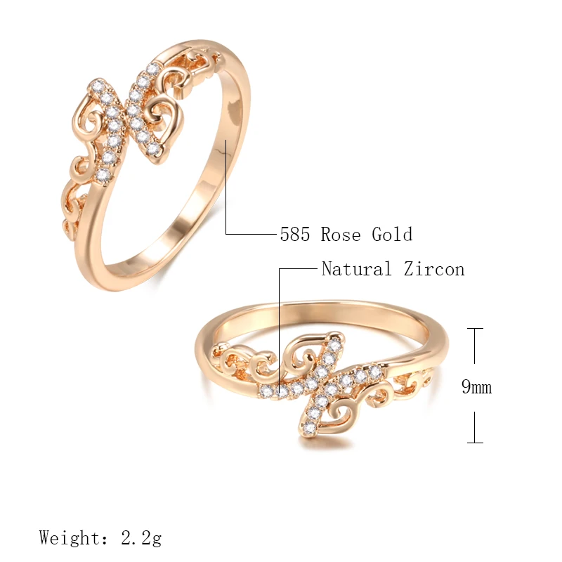 Женское кольцо из розового золота 2021 пробы с натуральным Цирконом