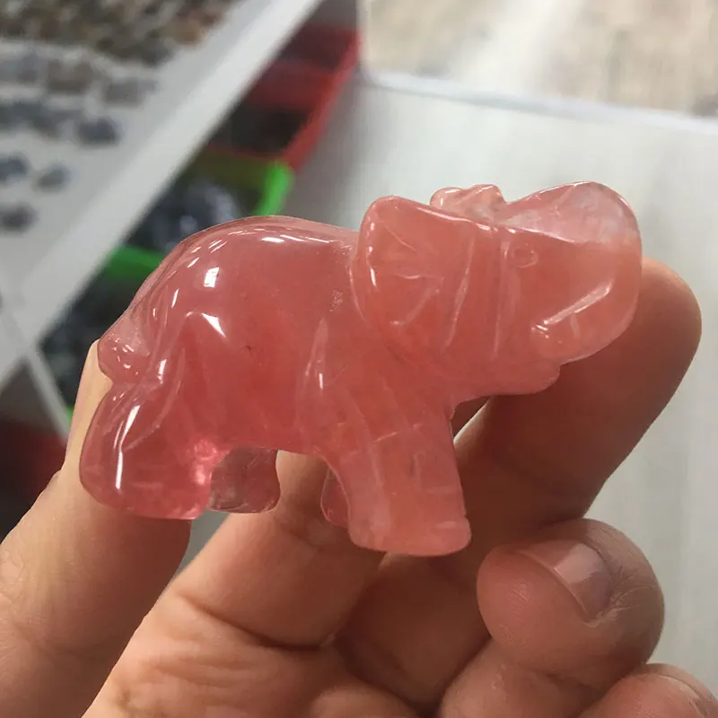 2 дюймов натуральный красный плавления с кристаллом фигурки слонов ремесло