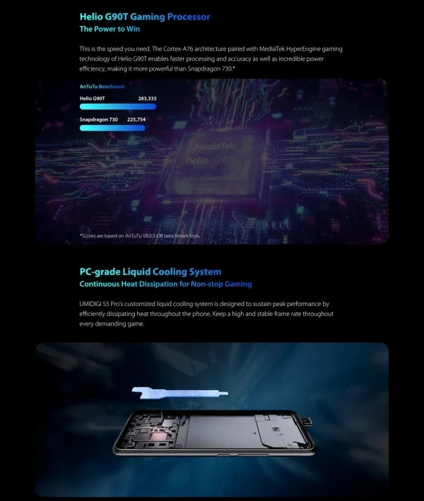 Игровой процессор UMIDIGI S5 Pro 6 ГБ 256 Helio G90T 4G мобильный телефон всплывающая
