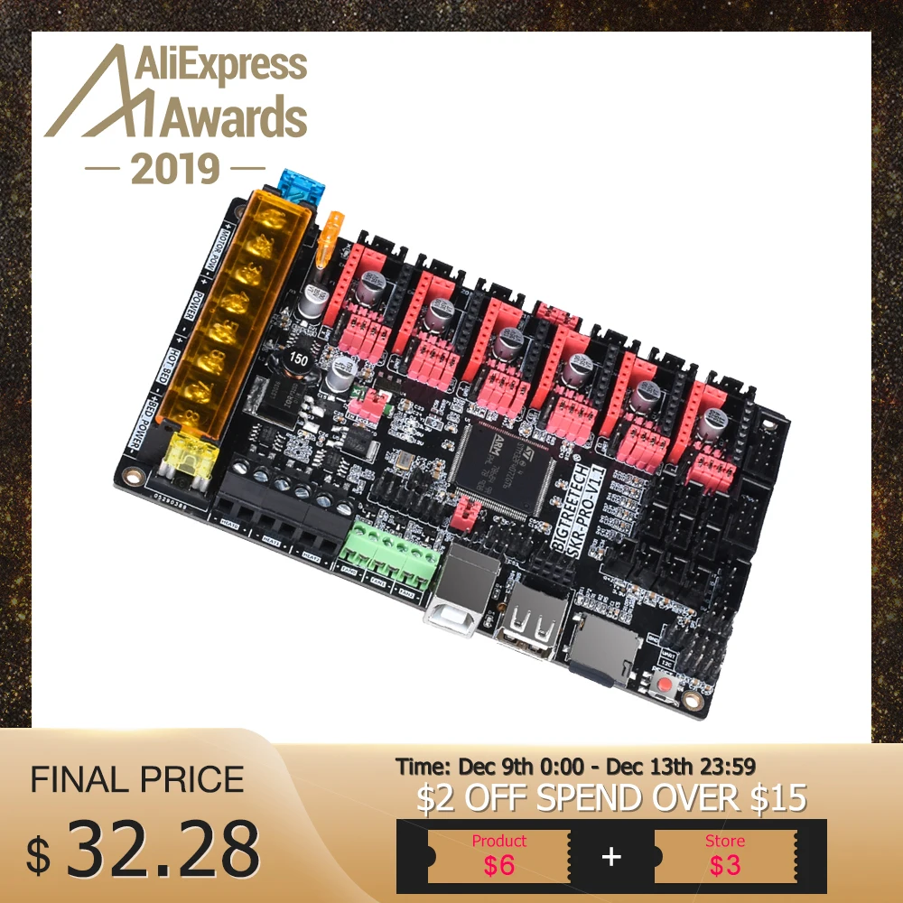 BIGTREETECH SKR PRO V1.1 Плата управления для TMC2209 TMC2208 UART TMC2130 SPI обновление 32 бит 3d принтер доска двойной Z SKR V1.3 CNC