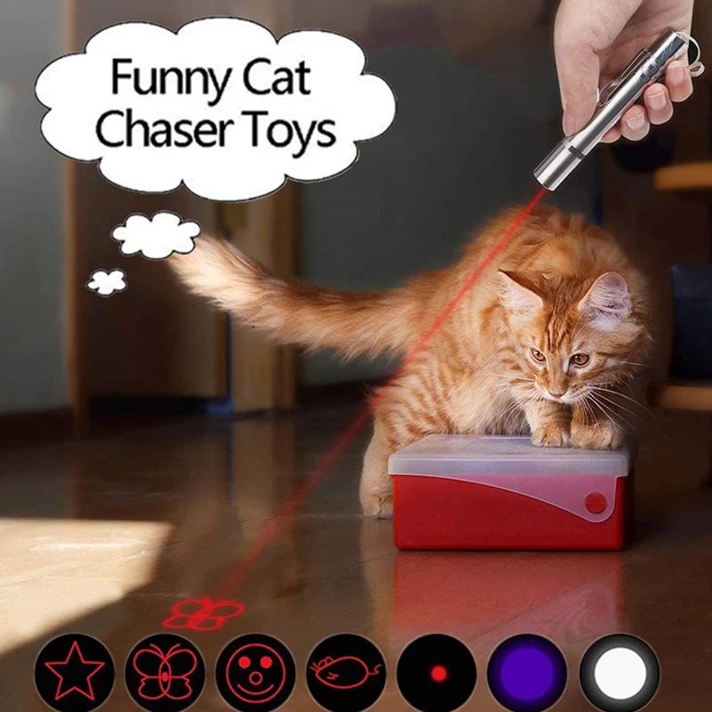 

Funny Cat Toy Laser Cat Toy 3 In 1 USB Rechargeable Funny Pet Cat Chaser Toys Flashlight Laser LED Pen Light Cat Light Pointers