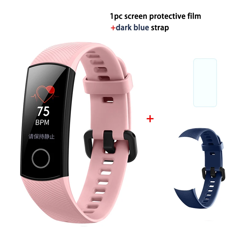 pink add dark blue Фитнес-трекер HUAWEI Honor Band 4 6-осевым инерционным монитор сердечного ритма полный сенсорный экран AMOLED Цвет Экран смарт-браслет - Цвет: pink add dark blue