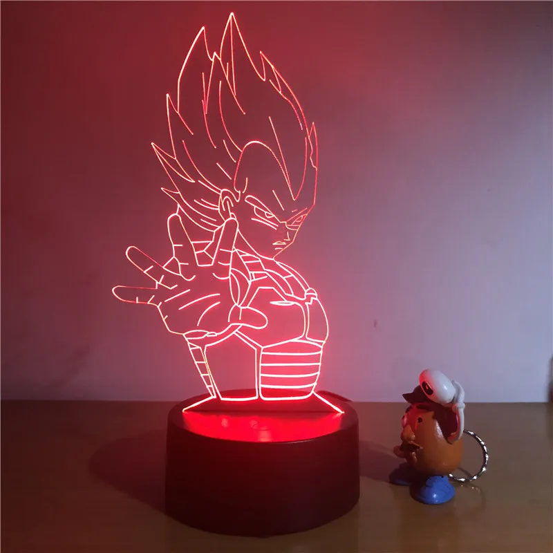 3D светодиодный Светильник-ночник Dragon Ball Z Goku Super Saiyan, 7 цветов, сенсорный декоративный светильник, Оптическая иллюзия