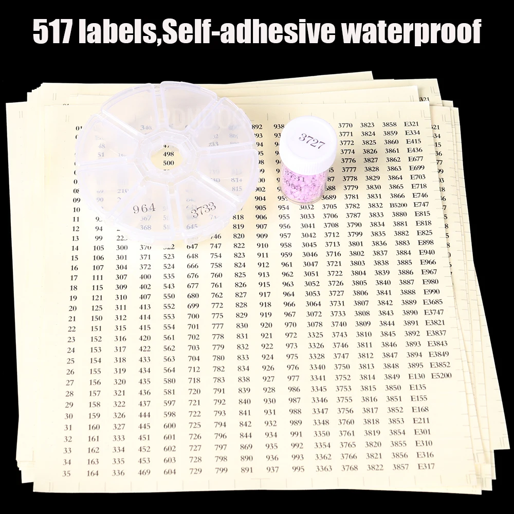 517 отделений ярлыки с номером наклейки для алмазной живописи коробка хранения