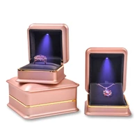 wedding led light ring box engagement luxury piano paint jewelry gift display organizer boxes